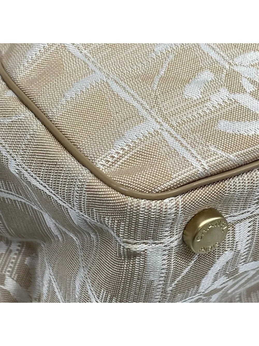 Chanel Tote New Travel Line MM Beige White Leather